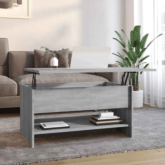vidaXL - Salontafel - 80x50x40 - cm - bewerkt - hout - grijs - sonoma - eiken