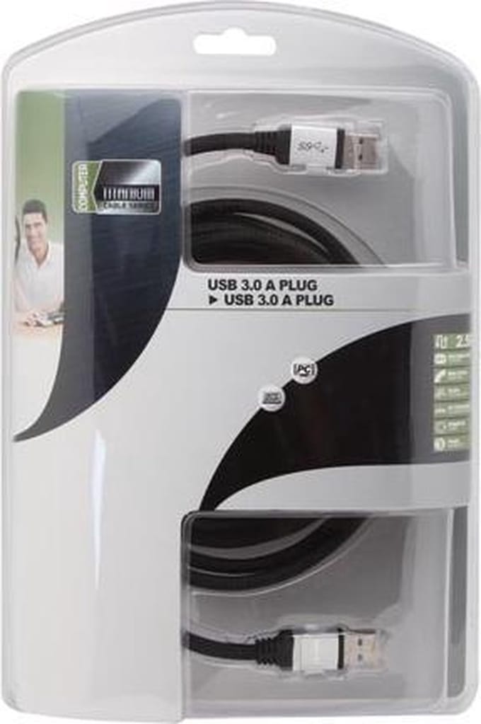 HQ - USB 3.0 Kabel - Zwart - 2.5 meter