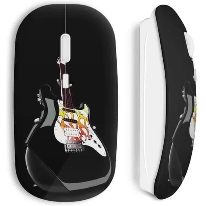 Souris sans fil - Guitare électrique - Noir - Clé USB WiFi incluse - Compatible Mac et PC