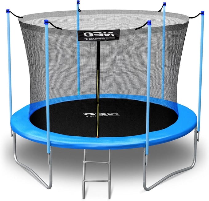 Trampoline 183 cm met veiligheidsnet, binnennet en instapladder, Neo-Sport Pro, tuintrampoline