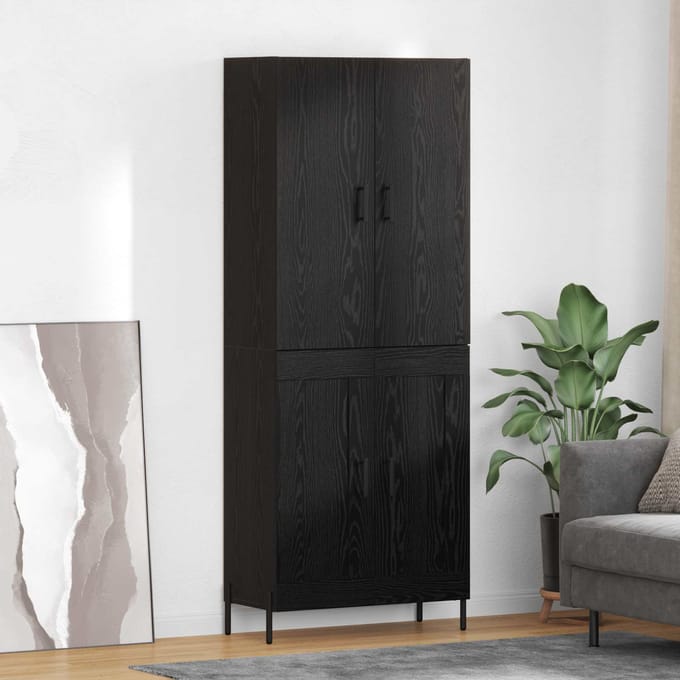 vidaXL Highboard Zwart Eiken 69,5 x 34 x 180 cm Bewerkt hout