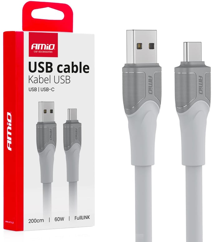 AMiO USB-A naar USB-C Kabel – 60W – 200cm – FullLINK – X111 – 04290