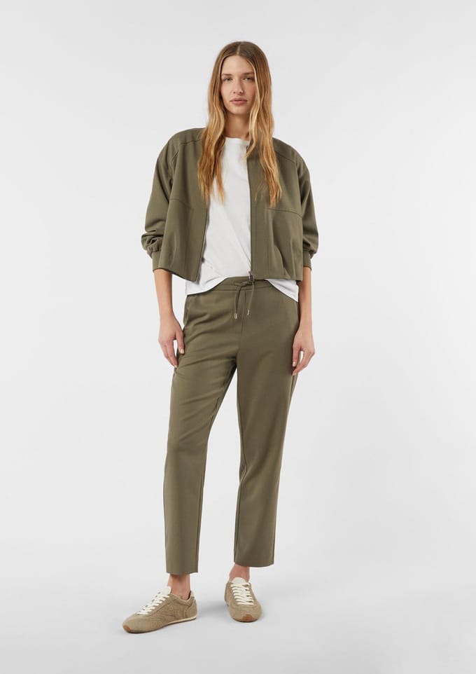 Dames joggingbroek van twill met elastische taille achterzijde COMMA