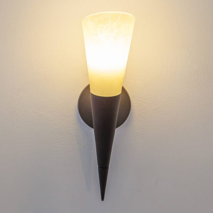 Lindby - Wandlamp - 1licht - Metaal, glas - H: 34 cm - E14 - roest, crème