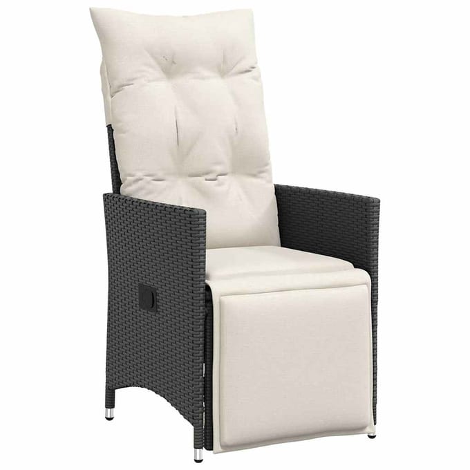 vidaXL - 9-delige - Bistroset - met - kussens - poly - rattan - zwart