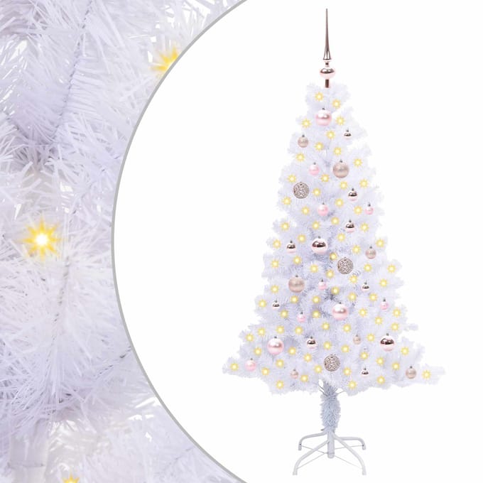vidaXL - Kunstkerstboom - met - 150 - LED - Wit - 150 - cm - PVC - en - Staal