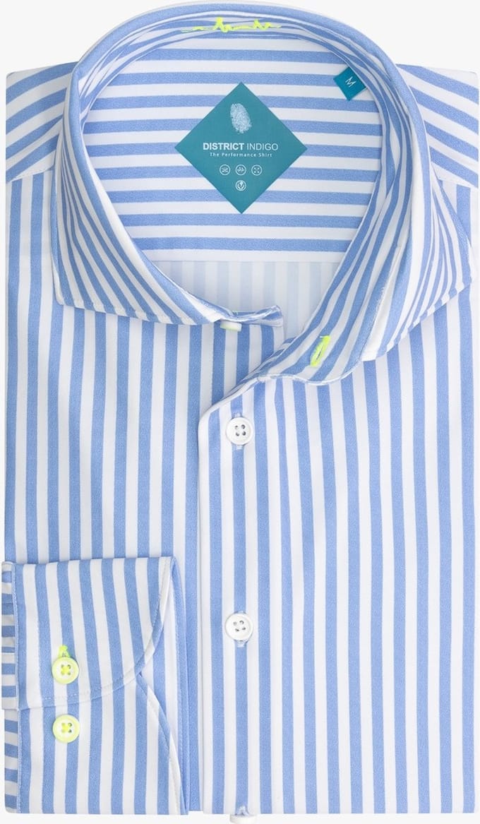 District Indigo Overhemd Performance Streep Blauw (7.11.025.760 - 118)