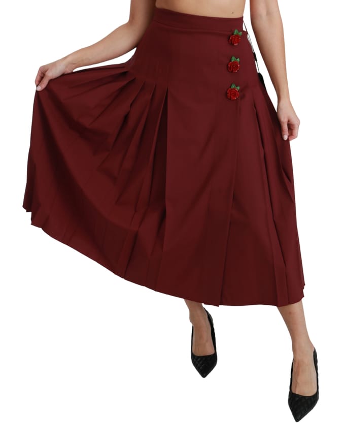 Dolce & Gabbana Rode geplooide maxi wollen rok met hoge taille voor dames