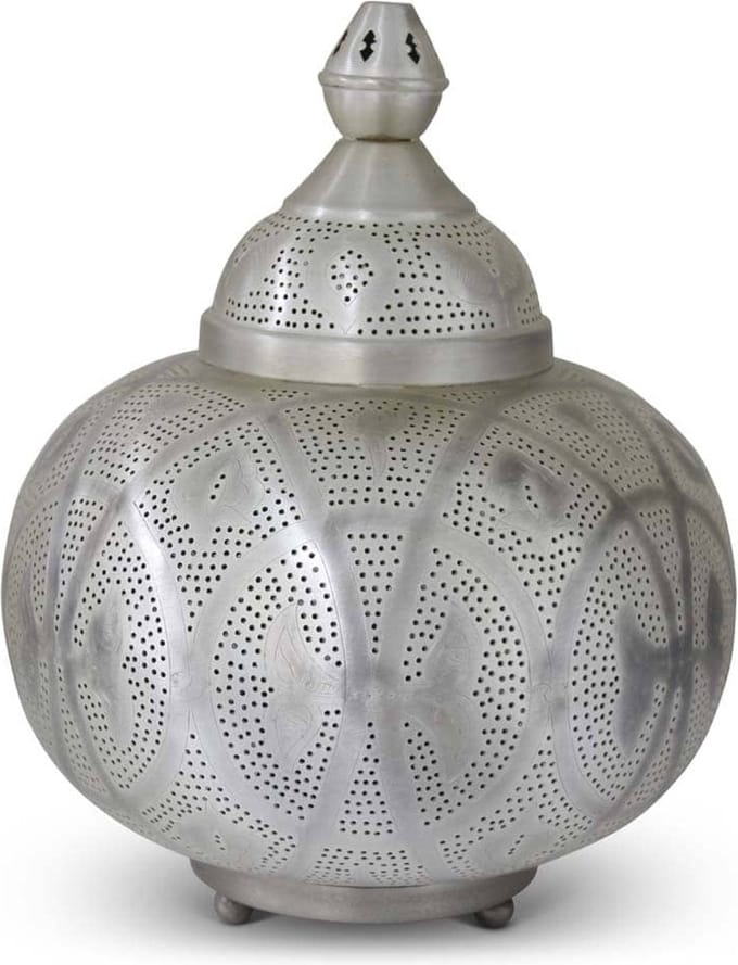 Safaary - Oosterse Tafellamp Zilver Zora Ø 33 x 40cm