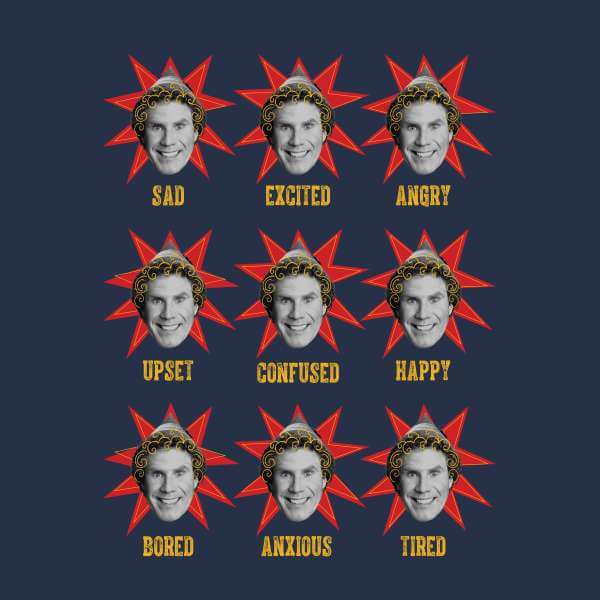 Elf Faces Men's Christmas T-Shirt - Navy - S