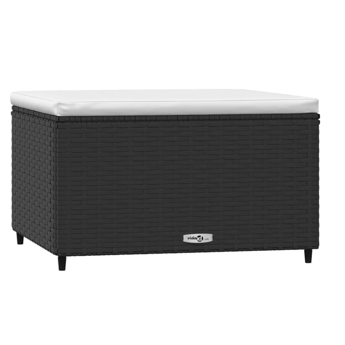 vidaXL - Voetensteunen - 2 - st - met - kussen - poly - rattan - zwart