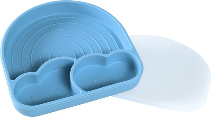 Sproudsy Kinderbord Clouds – Zuignap – Kinderservies - Baby – Misty Blue