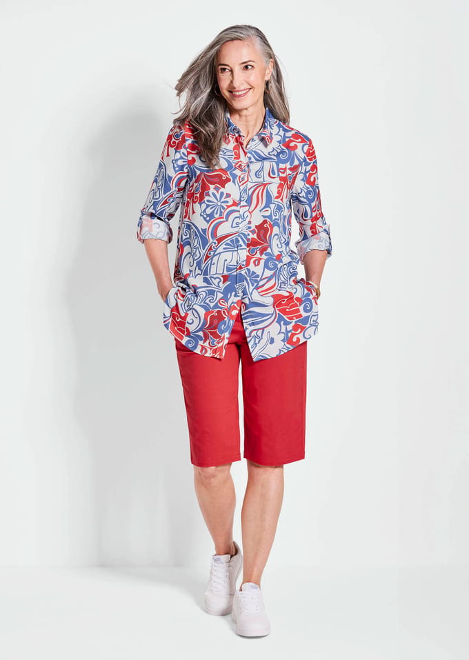 Goldner Bedrukte blouse Overhemdblouse met bloemenpatroon en overhemdkraag