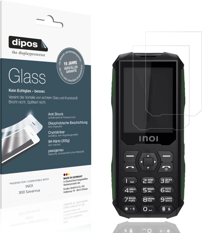 dipos – 2x Pantserfolie geschikt voor INOI 300 Savanna | 9H Screenprotector