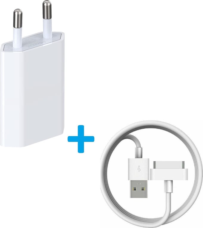 Oplader geschikt voor: Apple iPhone 3G / 3GS / 4 / 4S / iPod Touch 2 / 3G | Inclusief 1 Meter Kabel | Lader | Oplader | Lader