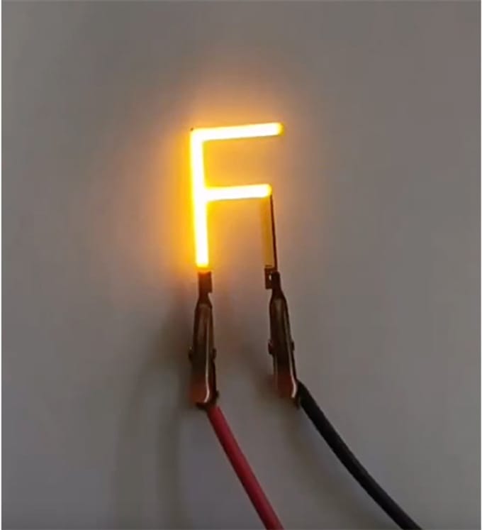 -F- COB LED 3V Filament Letter Geel 3 x 3 cm FPC 2200K 1W Warm-wit