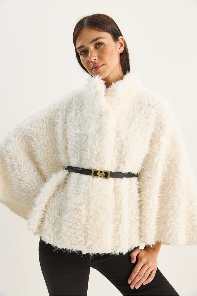 Oversized Pluche Jas met Kraag