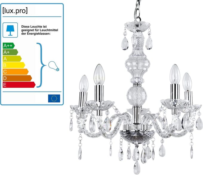[lux.pro]® Kroonluchter 5-armig-5xE14-chroom