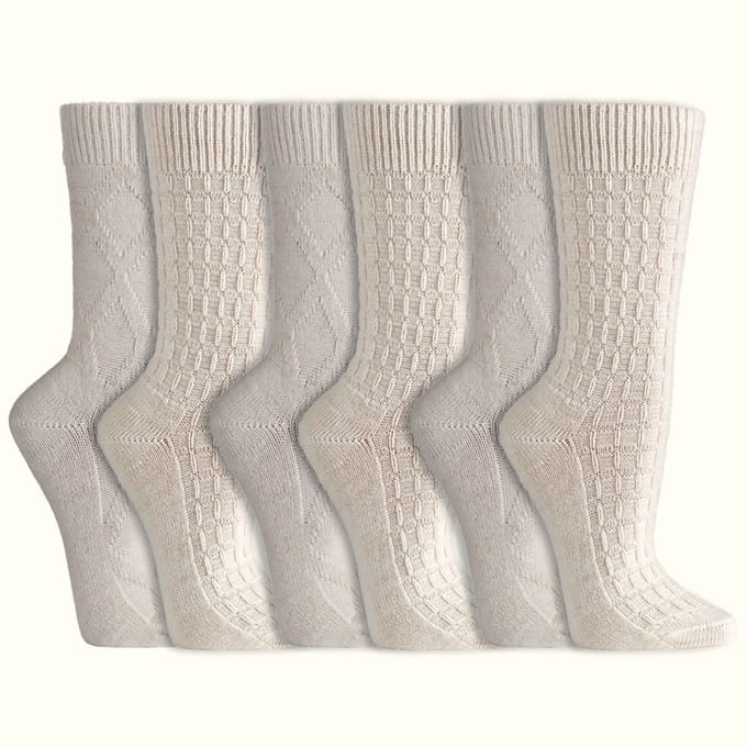 Gebreide sokken | Noble Classic | Alpacawol | Dames & Heren | Wit | 6 paar