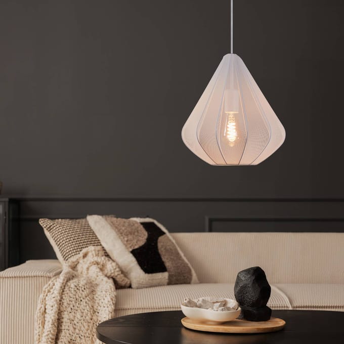 EGLO Dolwen Hanglamp - E27 - Ø 33,5 cm - Wit - Textiel