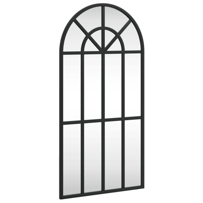 vidaXL wandspiegel 30 x 60 cm - zwart - van ijzer met boogvormig frame