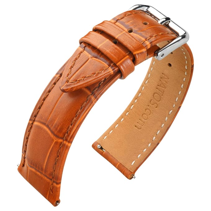 Kalfslederen Horlogebandje Alligator Cognac 16mm