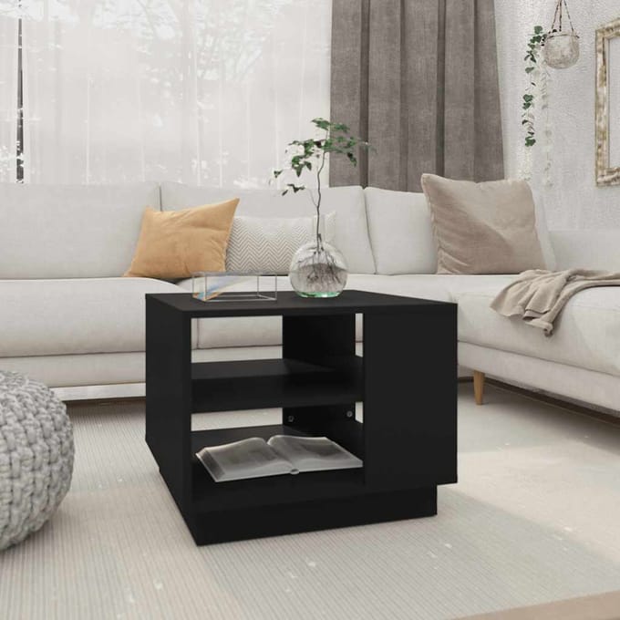 vidaXL - Salontafel - 55x55x43 - cm - bewerkt - hout - zwart