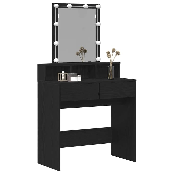 vidaXL - Kaptafel - Zwart - eiken - 80 - x - 41 - x - 144.5 - cm - Bewerkt - hout