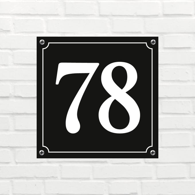 Huisnummerbord Mat zwart Deluxe - Nummer 78 - incl. bevestiging