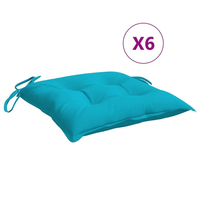 vidaXL - Stoelkussens - 6 - st - 40x40x7 - cm - stof - turquoise