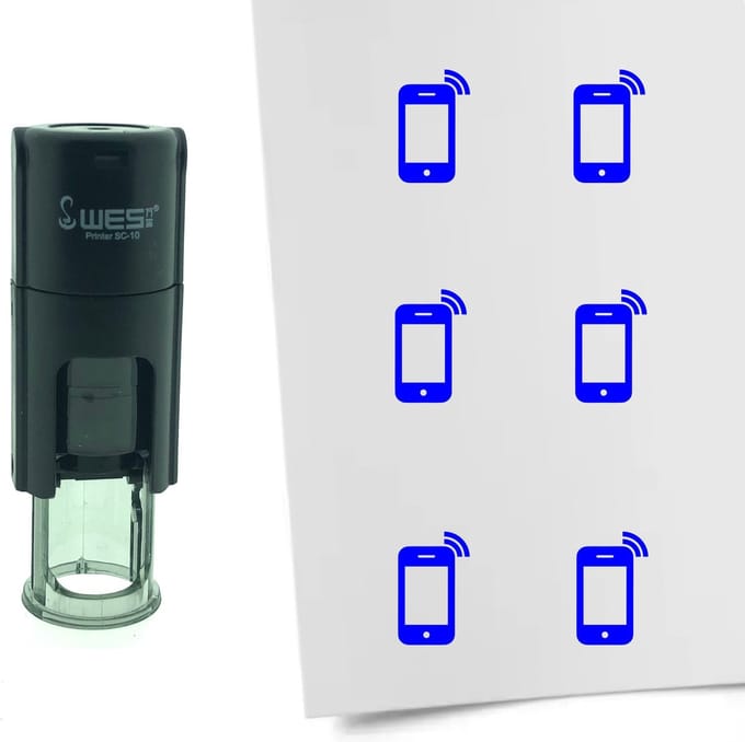 CombiCraft Stempel Smartphone 10mm rond - Blauwe inkt