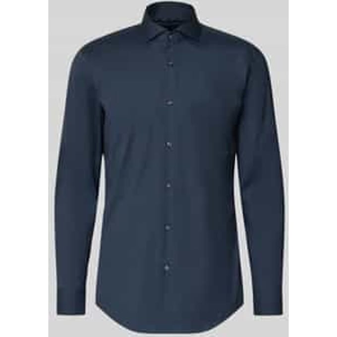 BOSS Hank slim fit overhemd - popeline - blauw - Strijkvriendelijk - Boordmaat: 39