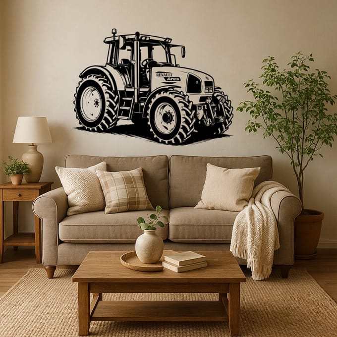 BR2Laser Renault Ares – Wanddecoratie – Lasergesneden Hout – Tractor kunst – 55 cm Breed