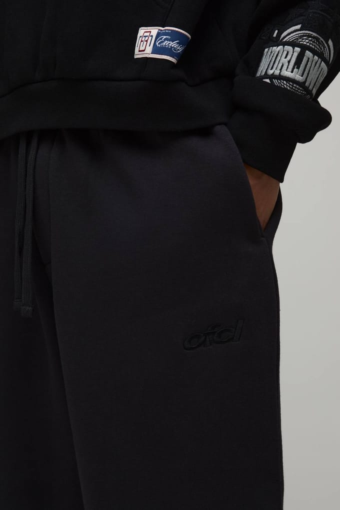 Joggingbroek Met Ballonpasvorm, Borduursel En Washed Effect | Black | Size Medium