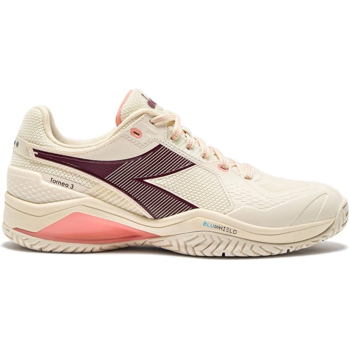 Diadora Blushield Torneo 3 Tennisschoenen Dames-Wit,Donkerrood