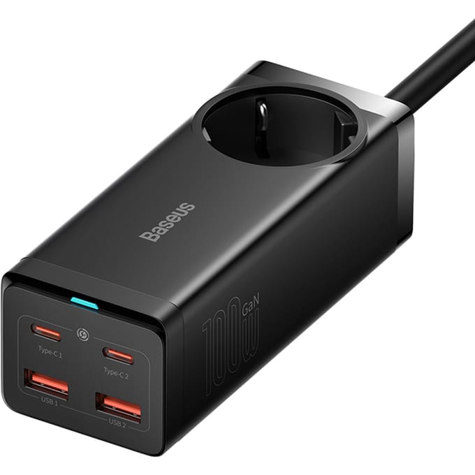 Baseus GaN3 Pro wall charger / powerstrip 2xUSB + 2xUSB-C + AC 100W (black) USB hub - 5 - Zwart