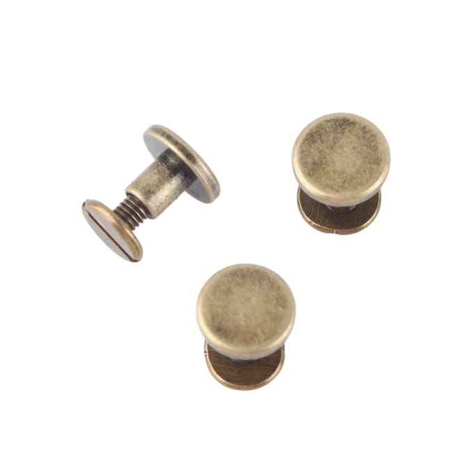 20 stuks Platkop Koper Messing Schroeven Moeren Spijkers Klinknagels Lederen Dop Accessoire (6.5mm) 5MM gray