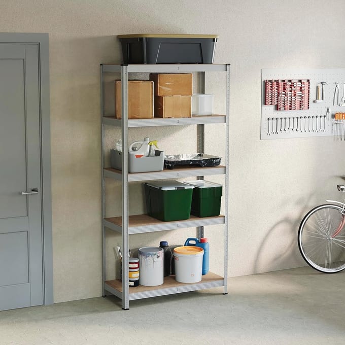 Vijf-laags Heavy Duty Opslagrek voor Garage - Staal en MDF met 875 kg Capaciteit