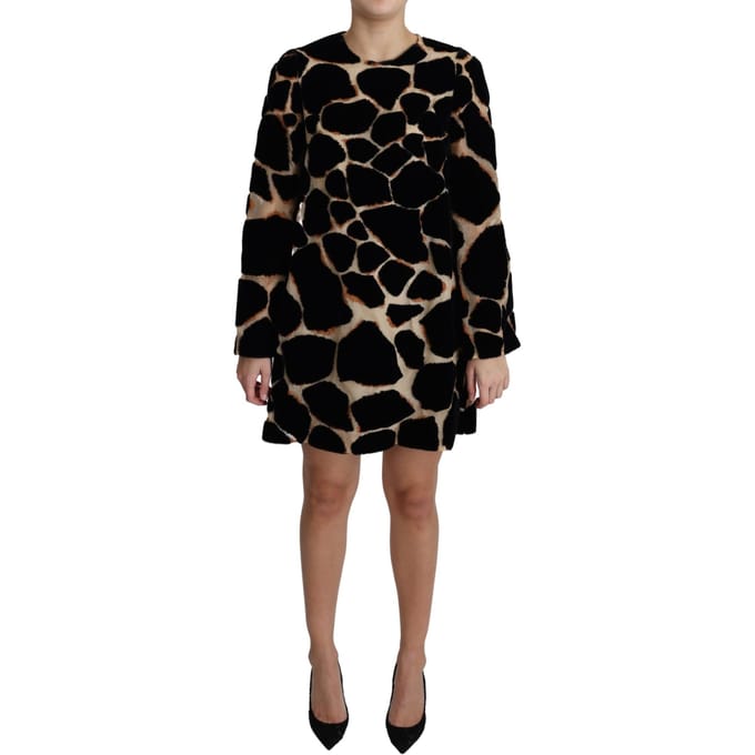 Fluwelen Mini Jurk Giraffeprint