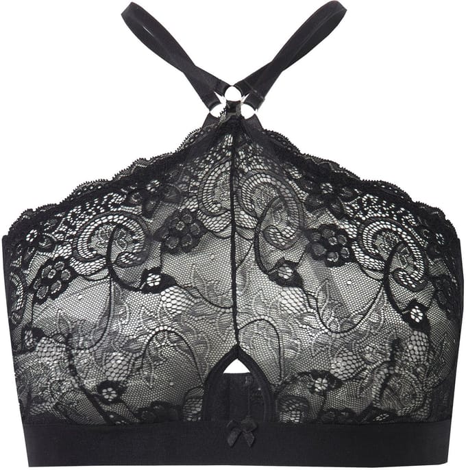 Ulla Popken - Dames - Bralette zonder softshell schelpenkant - Zwart - Maat 54+