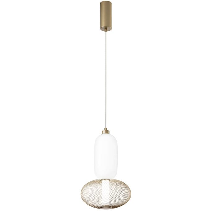 Luce Ambiente Design LED hanglamp INKAS, hoogte 41 cm, goudkleurig glas/metaal CCT