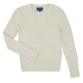 Gebreide pullover met kabelpatroon en labelstitching