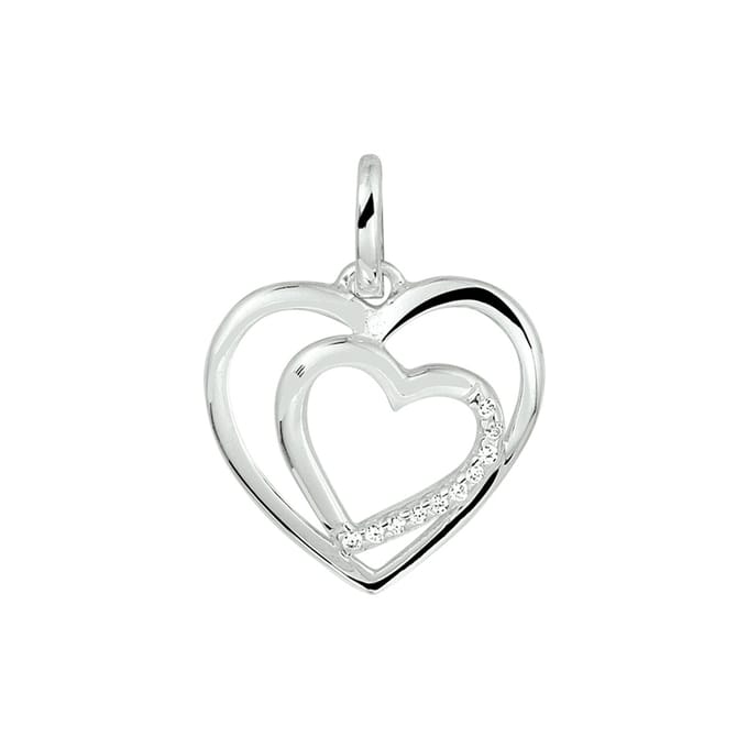 Zilver Gerhodineerde Hanger hart zirkonia 1328898