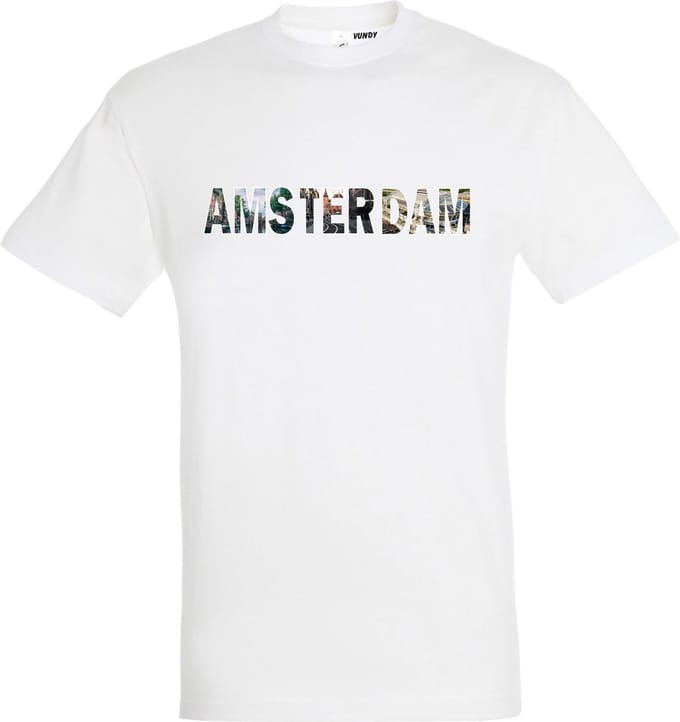 T-shirt AMSTERDAM | Amsterdam skyline | leuke cadeaus voor mannen | Wit | maat L