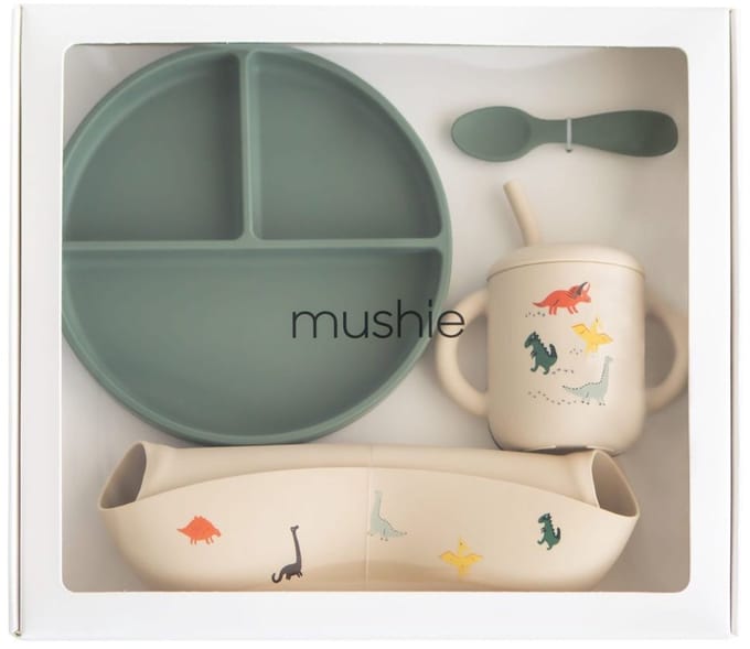 Mushie giftbox siliconen servies - dino