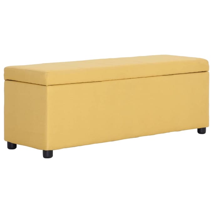 vidaXL - Bankje - met - opbergvak - 116 - cm - polyester - geel