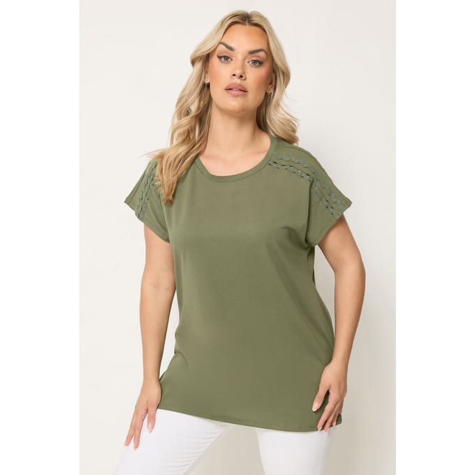 Yours Groen Tshirt Met Randdetail Size 50-52