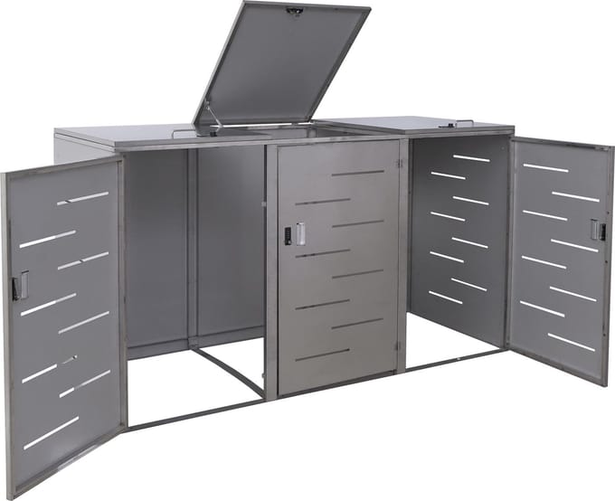 Afvalbox XL 3/6 MCW-E83, afvalbox, uitbreidbaar 116x212x98cm ~ roestvrij staal 85kg