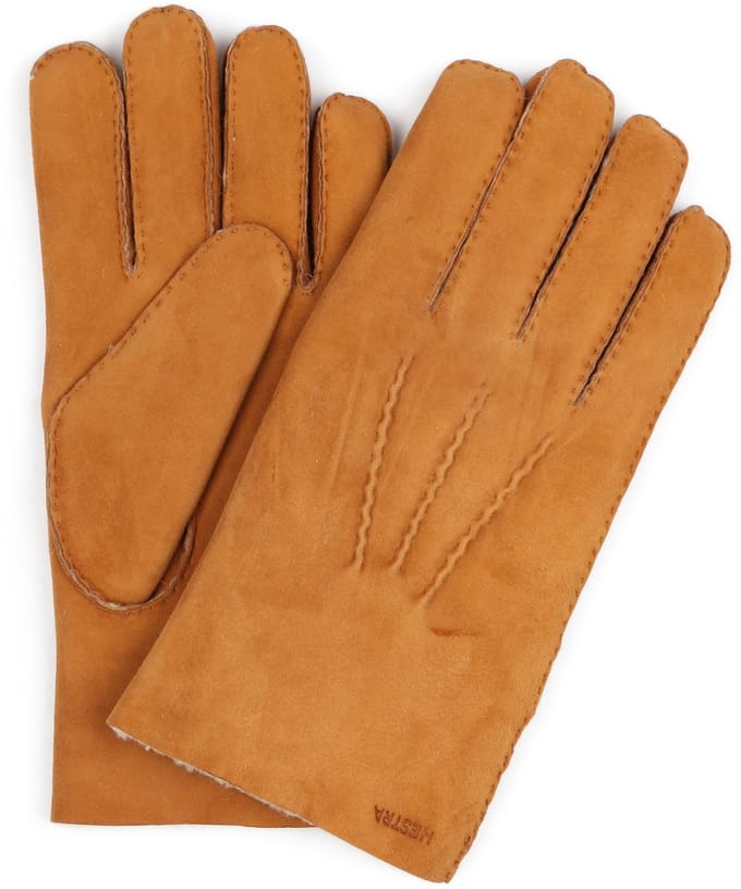 Hestra Handschoen Bernard Cork Suede Cognac - Maat 8 - Heren