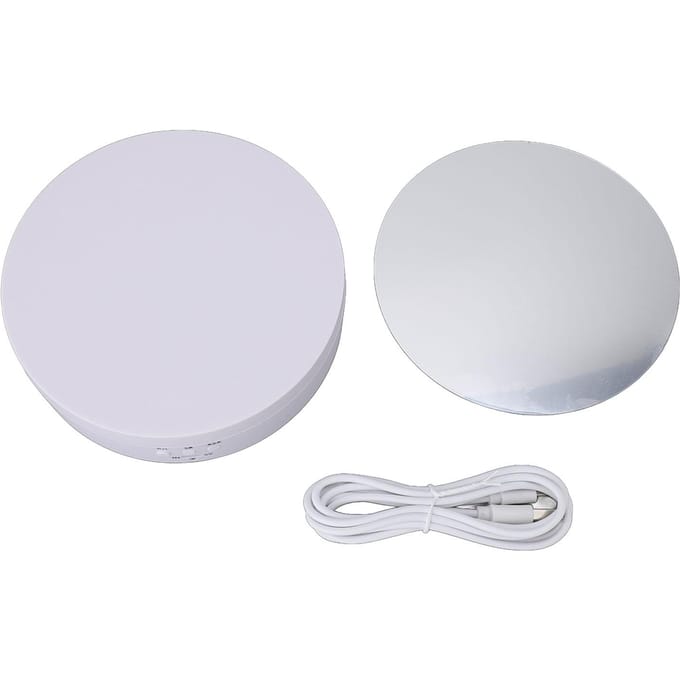 Gemotoriseerde Draaiende Displaystandaard Wit USB Opladen Rond 3 Snelheden Instelbare Hoek Instelbaar Laag white